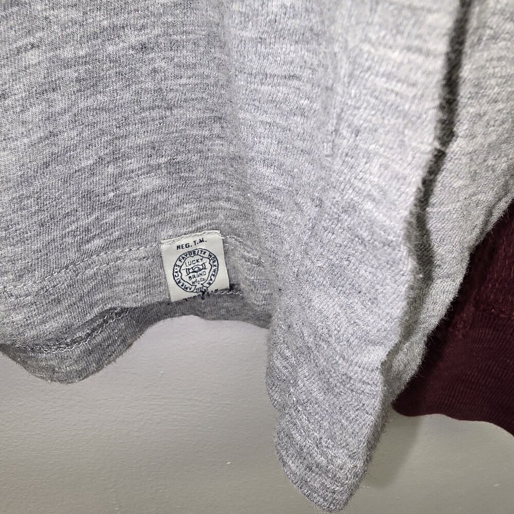 Lucky Brand Medium Red/Gray Henley Raglan Long Sleeve Softest Knit Shirt (C49) - Picture 4 of 4